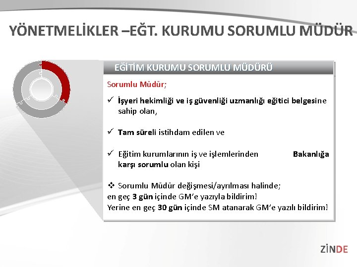 EĞİTİM KURUMU SORUMLU MÜDÜRÜ Sorumlu Müdür; ü İşyeri hekimliği ve iş güvenliği uzmanlığı eğitici