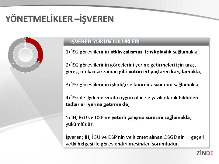 İŞVEREN YÜKÜMLÜLÜKLERİ 1) İSG görevlilerinin etkin çalışması için kolaylık sağlamakla, 2) İSG görevlilerinin görevlerini