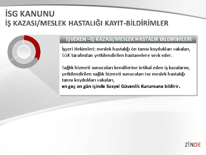 İŞVEREN –İŞ KAZASI/MESLEK HASTALIK BİLDİRİMLERİ İşyeri Hekimleri; meslek hastalığı ön tanısı koydukları vakaları, SGK