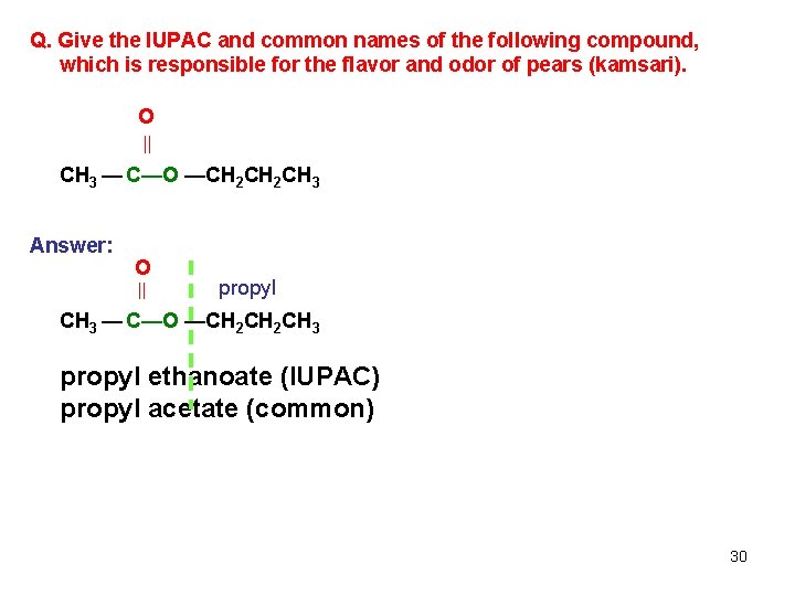 Q. Give the IUPAC and common names of the following compound, which is responsible