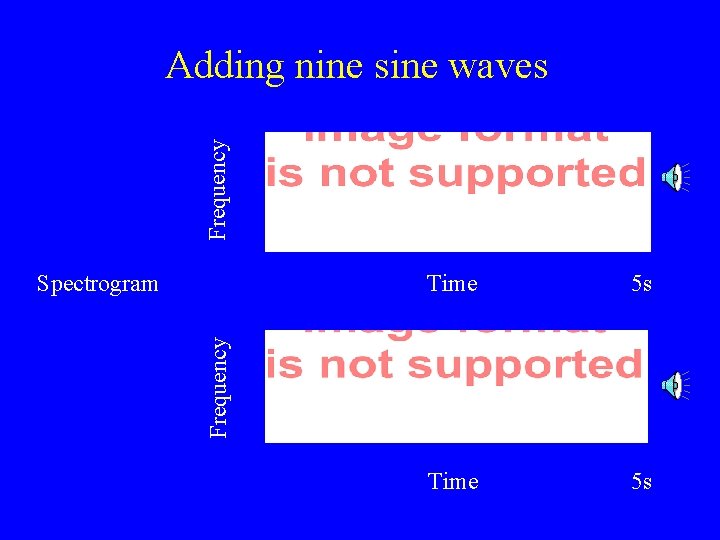 Frequency Adding nine sine waves Time 5 s Frequency Spectrogram 