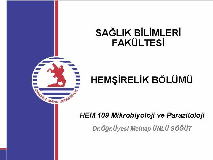 SAĞLIK BİLİMLERİ FAKÜLTESİ HEMŞİRELİK BÖLÜMÜ HEM 109 Mikrobiyoloji ve Parazitoloji Dr. Öğr. Üyesi Mehtap