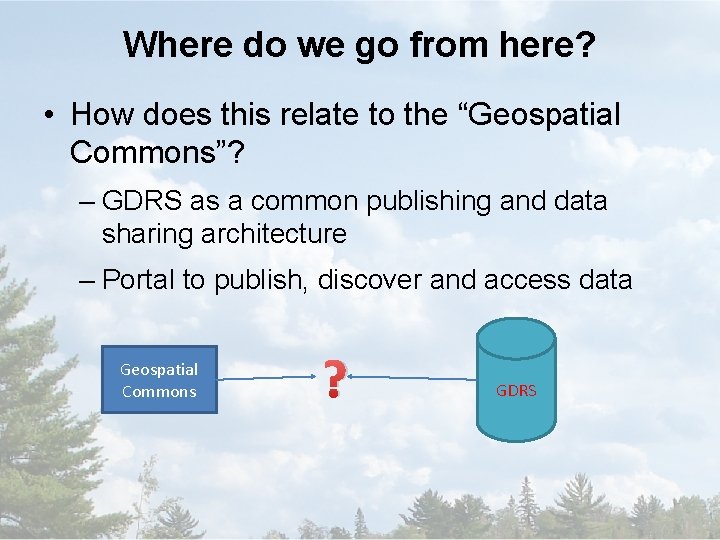 Where do we go from here? • How does this relate to the “Geospatial