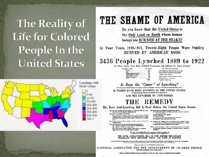 The Reality of Life for Colored People In the United States The Reality of Life for Colored People In the United States
