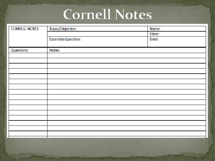 Cornell Notes Cornell Notes