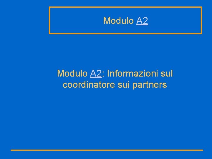 Modulo A 2: Informazioni sul coordinatore sui partners 