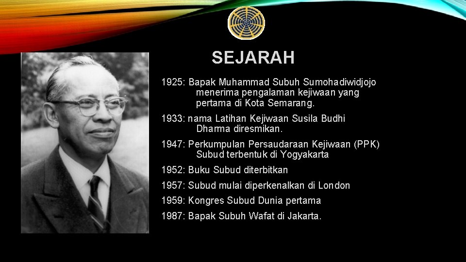 SEJARAH 1925: Bapak Muhammad Subuh Sumohadiwidjojo menerima pengalaman kejiwaan yang pertama di Kota Semarang.