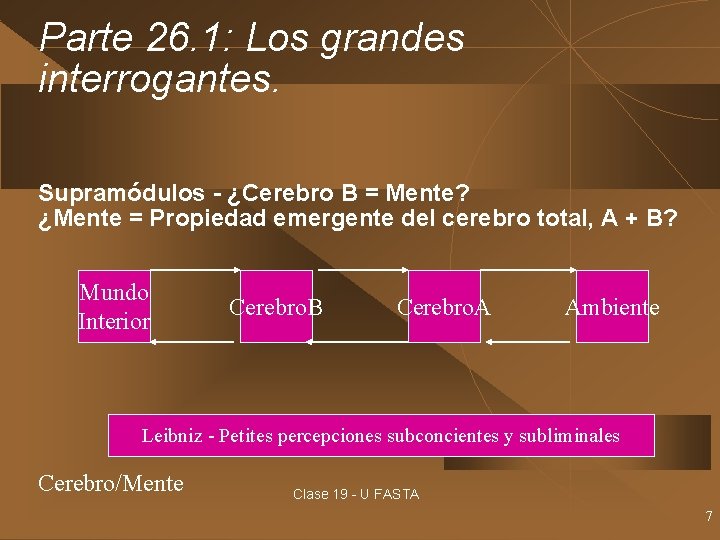 Parte 26. 1: Los grandes interrogantes. Supramódulos - ¿Cerebro B = Mente? ¿Mente =