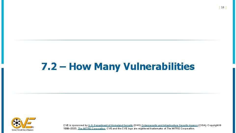 | 14 | 7. 2 – How Many Vulnerabilities CVE is sponsored by U. | 14 | 7. 2 – How Many Vulnerabilities CVE is sponsored by U.