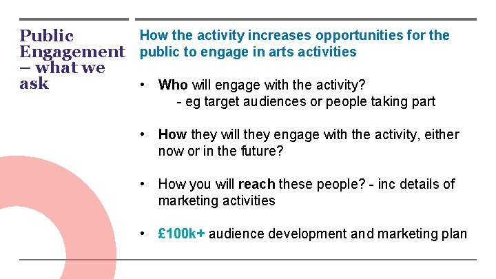 How the activity increases opportunities for the Public Engagement public to engage in arts