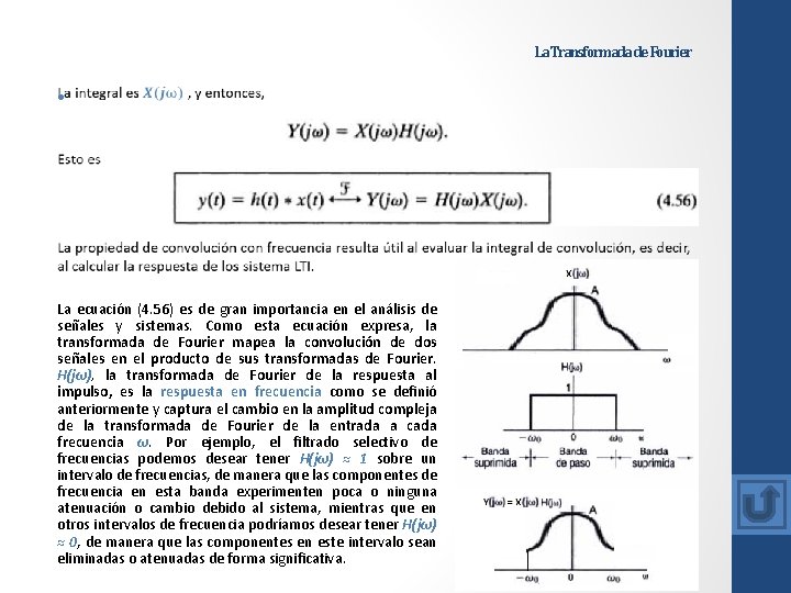 La Transformada de Fourier • La ecuación (4. 56) es de gran importancia en La Transformada de Fourier • La ecuación (4. 56) es de gran importancia en