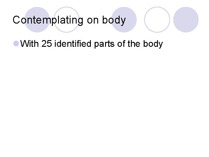 Contemplating on body l With 25 identified parts of the body 