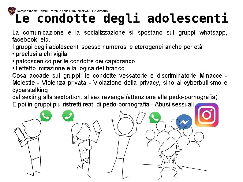 Compartimento Polizia Postale e delle Comunicazioni “CAMPANIA ” Le condotte degli adolescenti La comunicazione