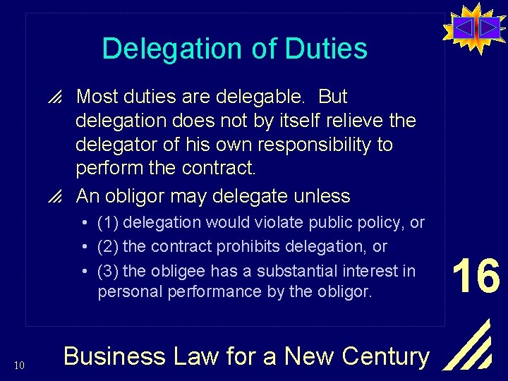 Delegation of Duties p Most duties are delegable. But delegation does not by itself