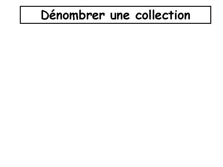 Dénombrer une collection Dénombrer une collection