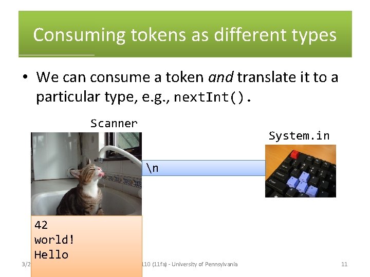 Consuming tokens as different types • We can consume a token and translate it