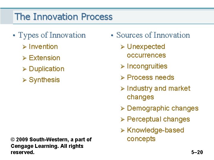 The Innovation Process • Types of Innovation Ø Invention Ø Extension Ø Ø •