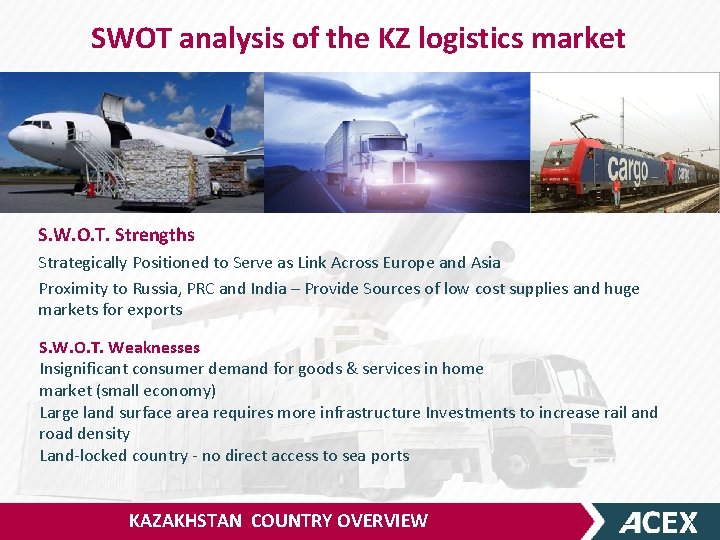SWOT analysis of the KZ logistics market S. W. O. T. Strengths Strategically Positioned