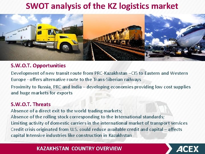 SWOT analysis of the KZ logistics market S. W. O. T. Opportunities Development of