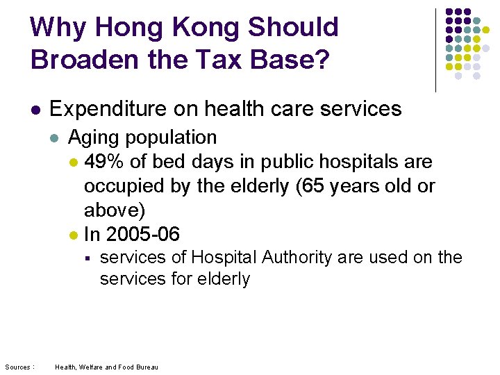 Why Hong Kong Should Broaden the Tax Base? l Expenditure on health care services