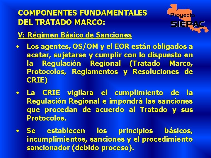 COMPONENTES FUNDAMENTALES DEL TRATADO MARCO: V: Régimen Básico de Sanciones • Los agentes, OS/OM