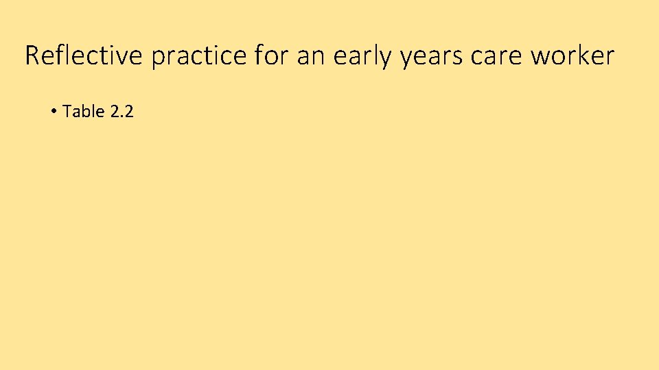 Reflective practice for an early years care worker • Table 2. 2 
