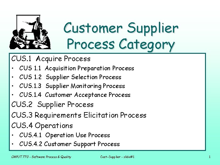 Customer Supplier Process Category CUS 1 Acquire Process