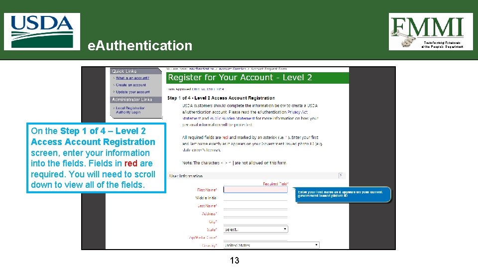 e. Authentication Transforming Financials at the People’s Department On the Step 1 of 4