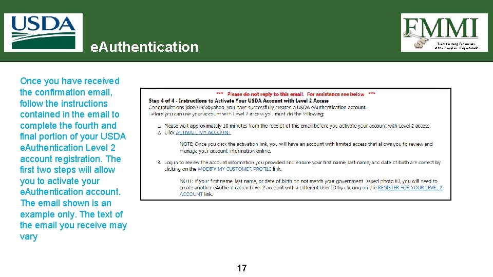 e. Authentication Transforming Financials at the People’s Department Once you have received the confirmation