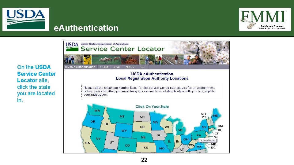 e. Authentication Transforming Financials at the People’s Department On the USDA Service Center Locator