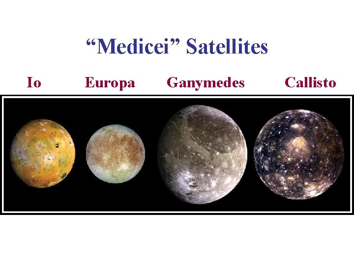 “Medicei” Satellites Io Europa Ganymedes Callisto 