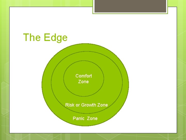 The Edge Comfort Zone Risk or Growth Zone Panic Zone 