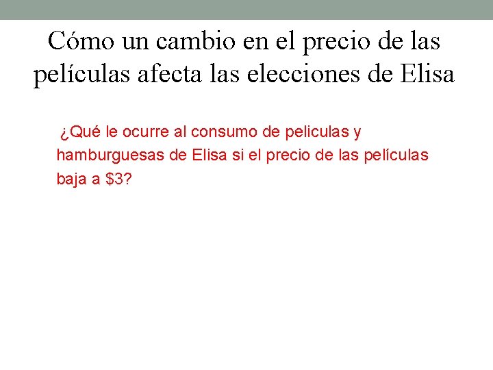 Cómo un cambio en el precio de las películas afecta las elecciones de Elisa