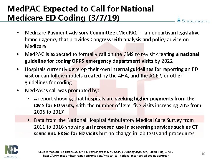 Med. PAC Expected to Call for National Medicare ED Coding (3/7/19) • • Medicare