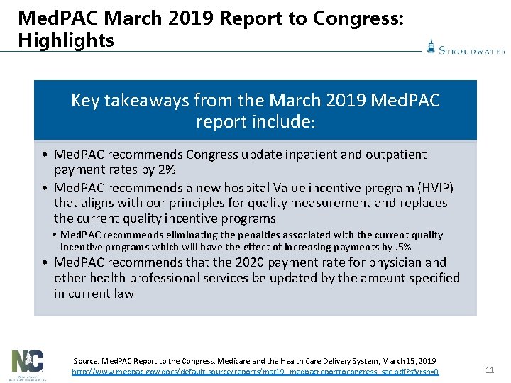 Med. PAC March 2019 Report to Congress: Highlights Key takeaways from the March 2019
