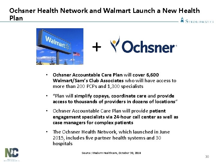 Ochsner Health Network and Walmart Launch a New Health Plan + • Ochsner Accountable