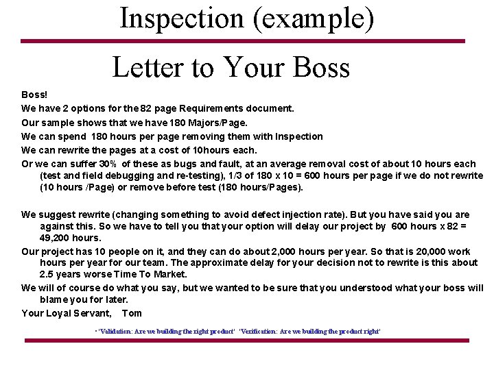 Inspection (example) Letter to Your Boss! We have 2 options for the 82 page
