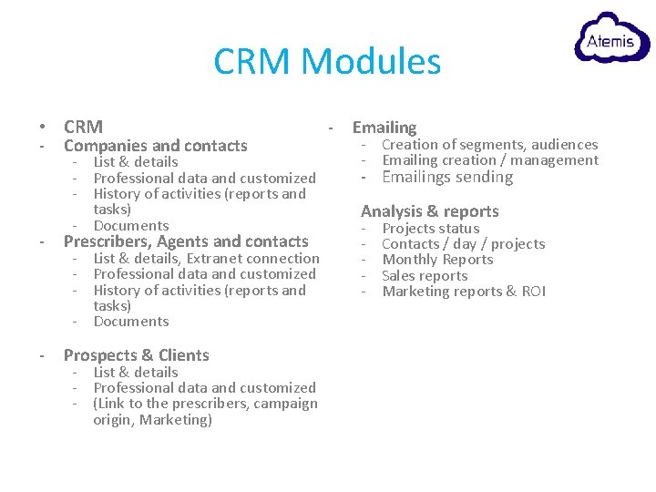 CRM Modules • CRM - Companies and contacts - List & details - Professional
