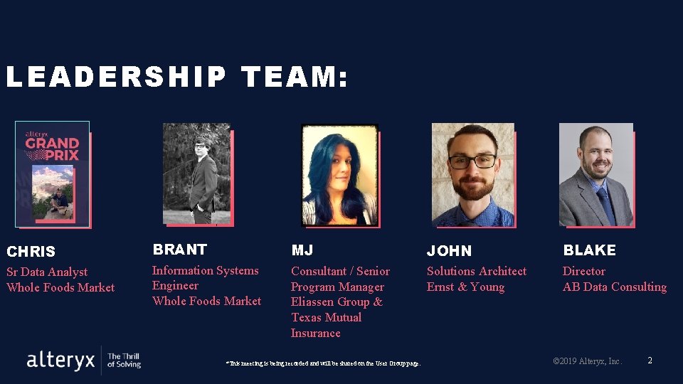 LEADERSHIP TEAM: CHRIS BRANT MJ JOHN BLAKE Sr Data Analyst Whole Foods Market Information LEADERSHIP TEAM: CHRIS BRANT MJ JOHN BLAKE Sr Data Analyst Whole Foods Market Information