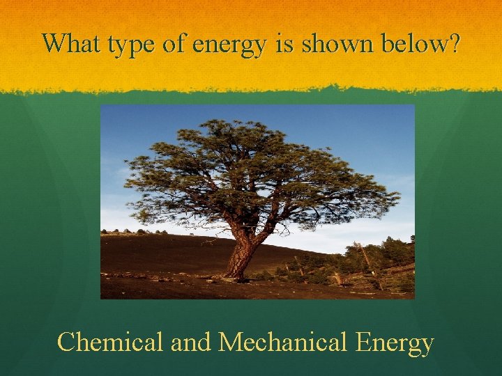 What type of energy is shown below? Chemical and Mechanical Energy 