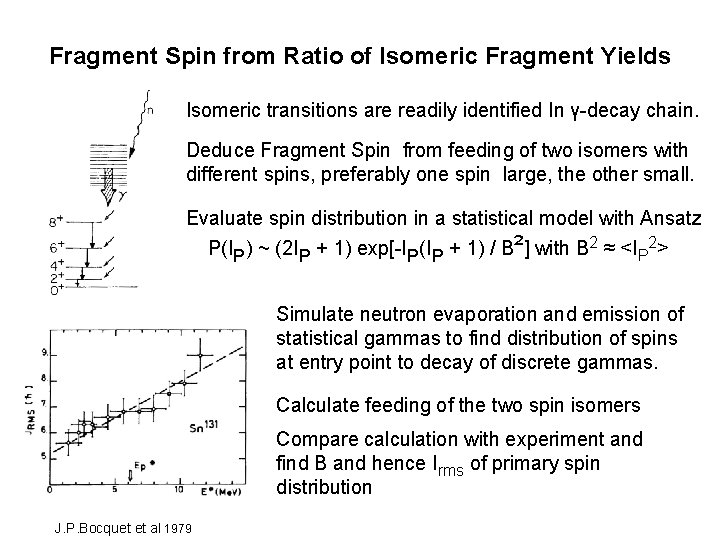 Fragment Spin from Ratio of Isomeric Fragment Yields Isomeric transitions are readily identified In