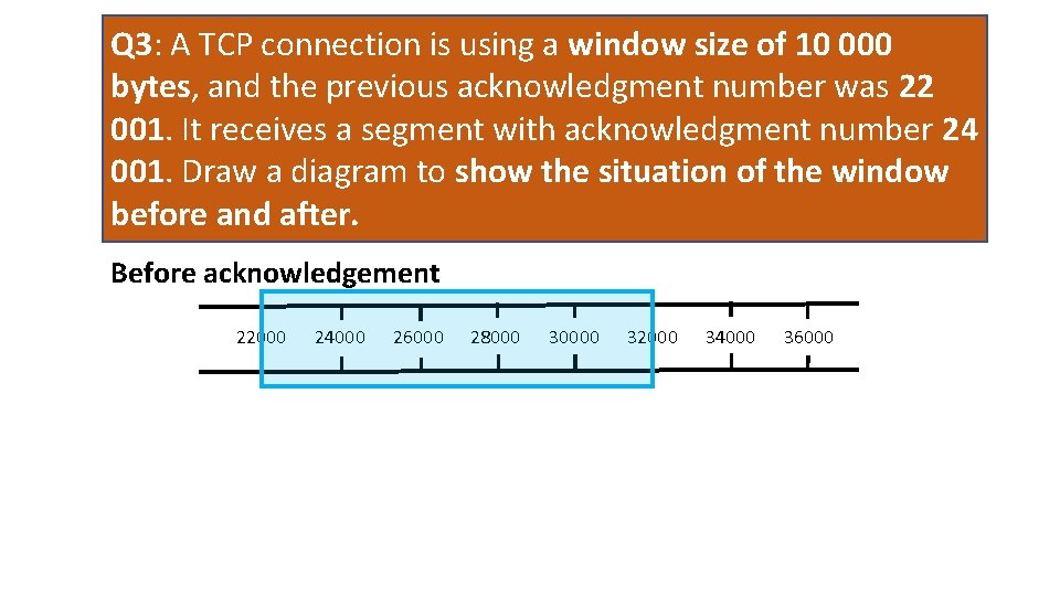 Q 3: A TCP connection is using a window size of 10 000 bytes,