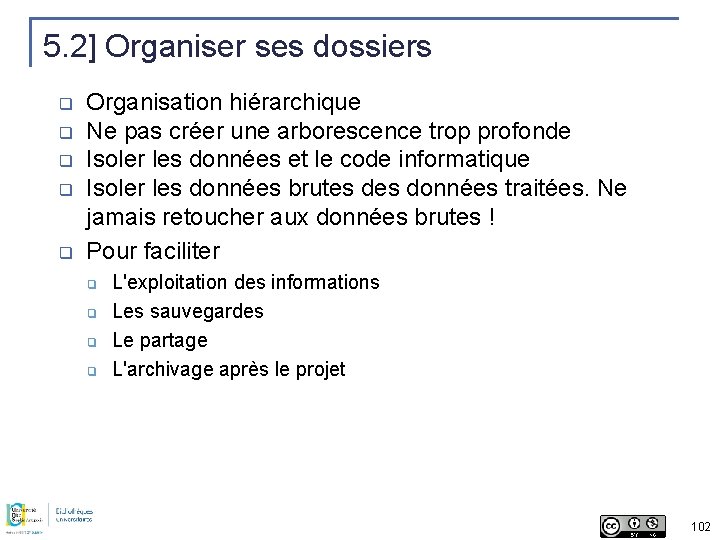 5. 2] Organiser ses dossiers q q q Organisation hiérarchique Ne pas créer une