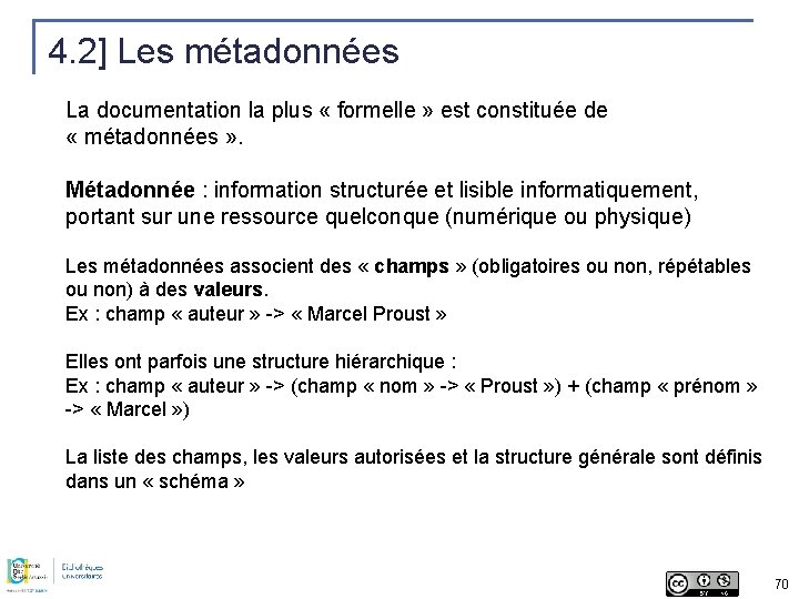 4. 2] Les métadonnées La documentation la plus « formelle » est constituée de