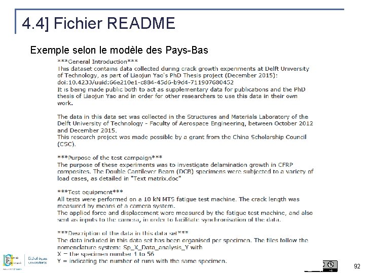 4. 4] Fichier README Exemple selon le modèle des Pays-Bas 92 