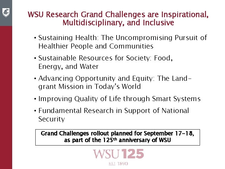 WSU Research Grand Challenges are Inspirational, Multidisciplinary, and Inclusive • Sustaining Health: The Uncompromising