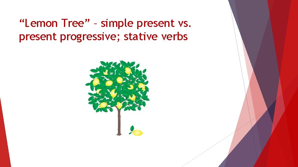 “Lemon Tree” – simple present vs. present progressive; stative verbs 