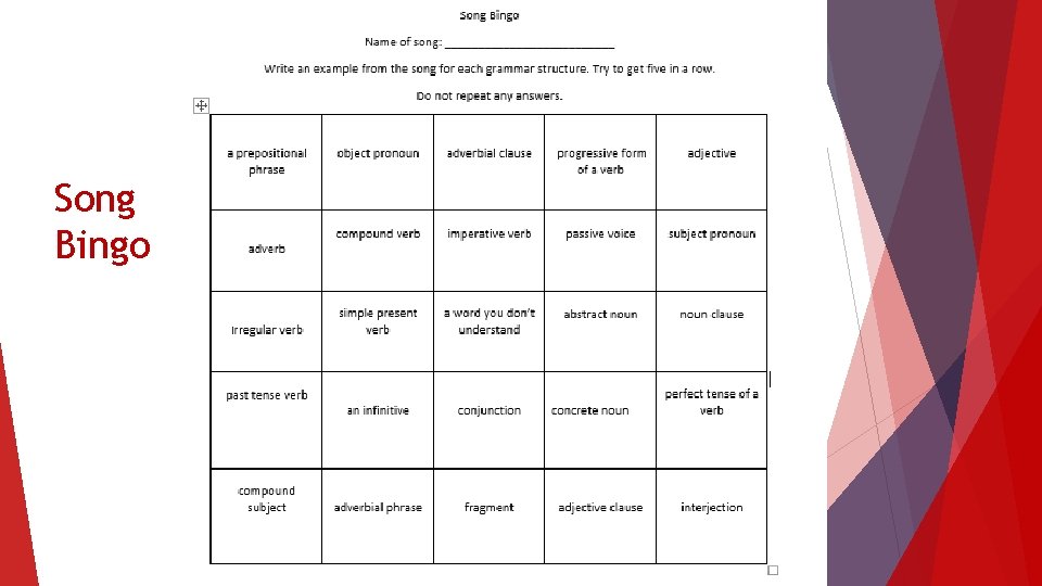 Song Bingo 