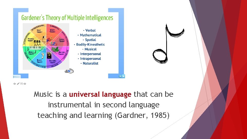 Music is a universal language that can be instrumental in second language teaching and