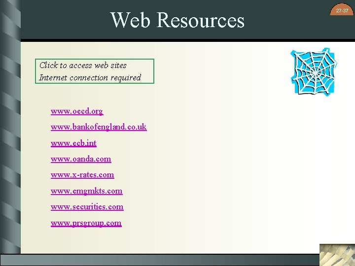 Web Resources Click to access web sites Internet connection required www. oecd. org www.